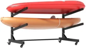 Freestanding Kayak Storage Rack – Holds 2/3/4 Kayaks, Heavy-Duty Adjustable Stand with Lockable Wheels for Kayak, Canoe, SUP & Surfboard