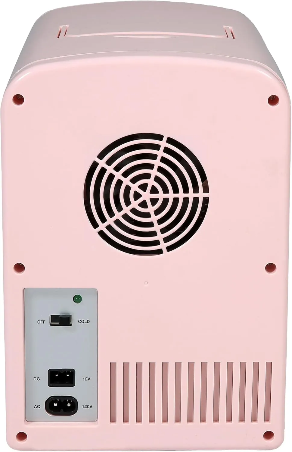 Frigidaire Pink Mini Personal Fridge Cooler, 1 Gal Capacity fits Six Cans, Includes Plugs for Home Outlet & DC Charger - 9.84" D x 7.09" W x 10.35" H