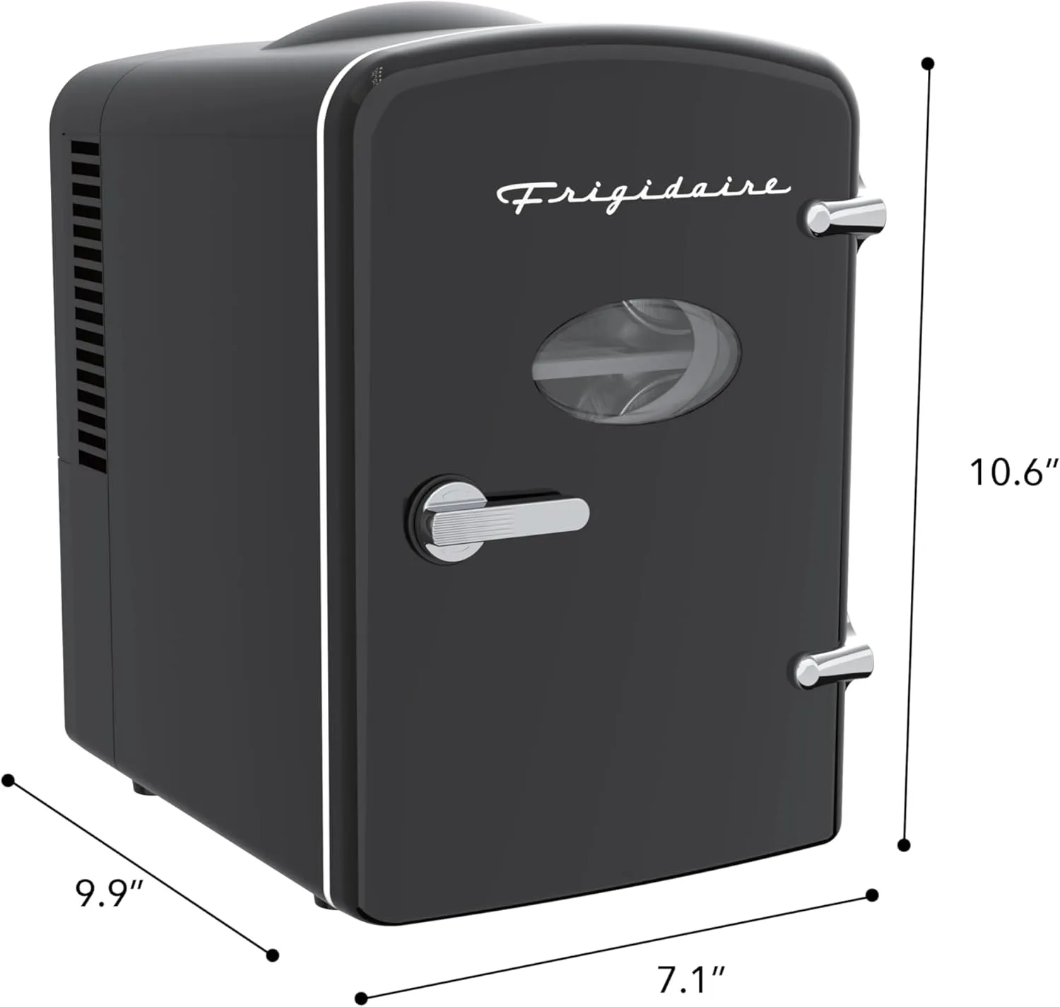 Frigidaire Retro Mini Personal Fridge Cooler, Holds up to 6 Cans, Portable for Car, Office, Bedroom, Dorm Room, or Cabin, AC and DC input, Black