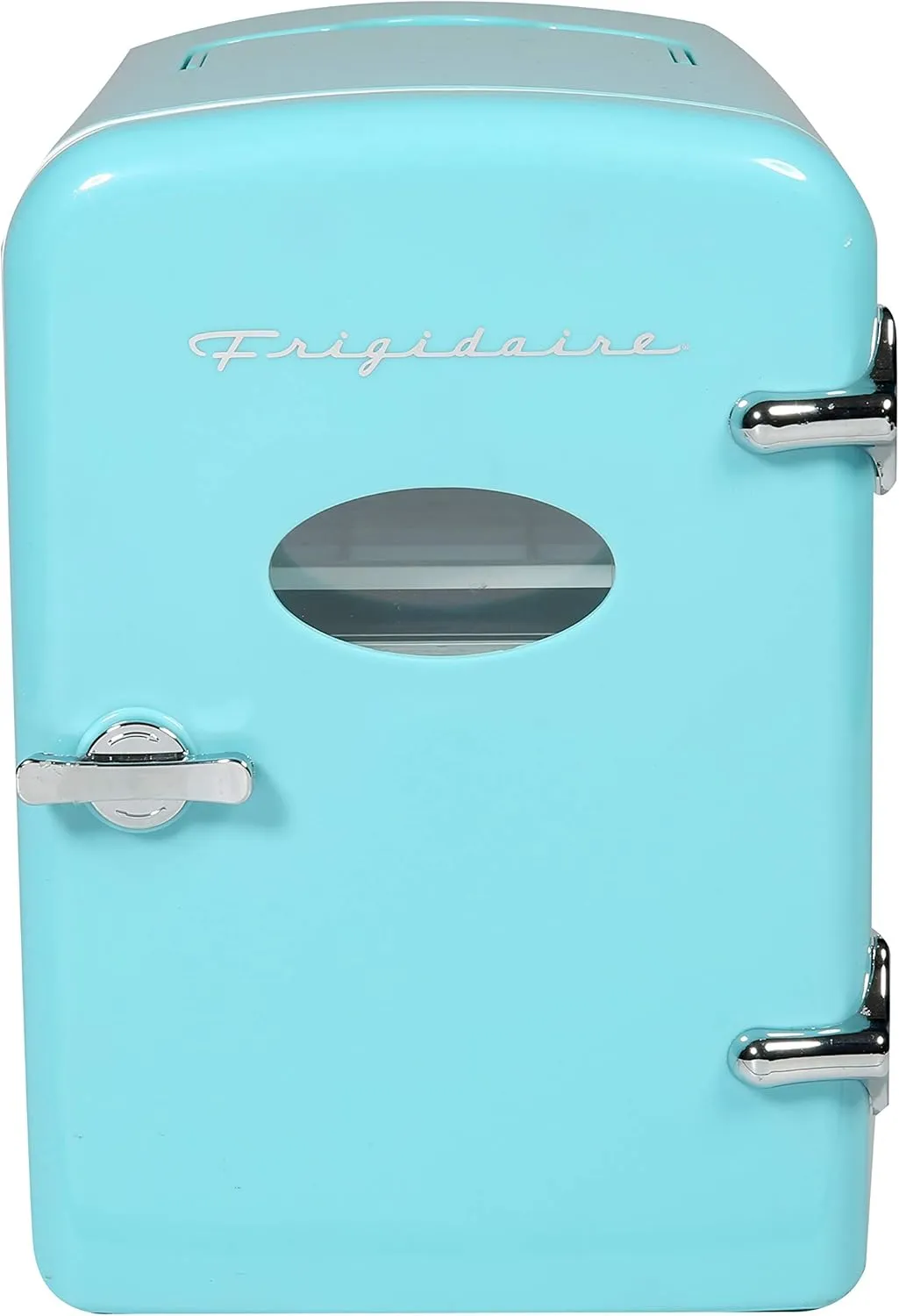 Frigidaire Retro Mini Personal Fridge Cooler, Holds up to 9 Cans, Portable for Car, Office, Bedroom, Dorm Room, or Cabin, Includes 110V AC and 12V DC cords - 11.8"D x 7.1"W x 10.1"H, Blue