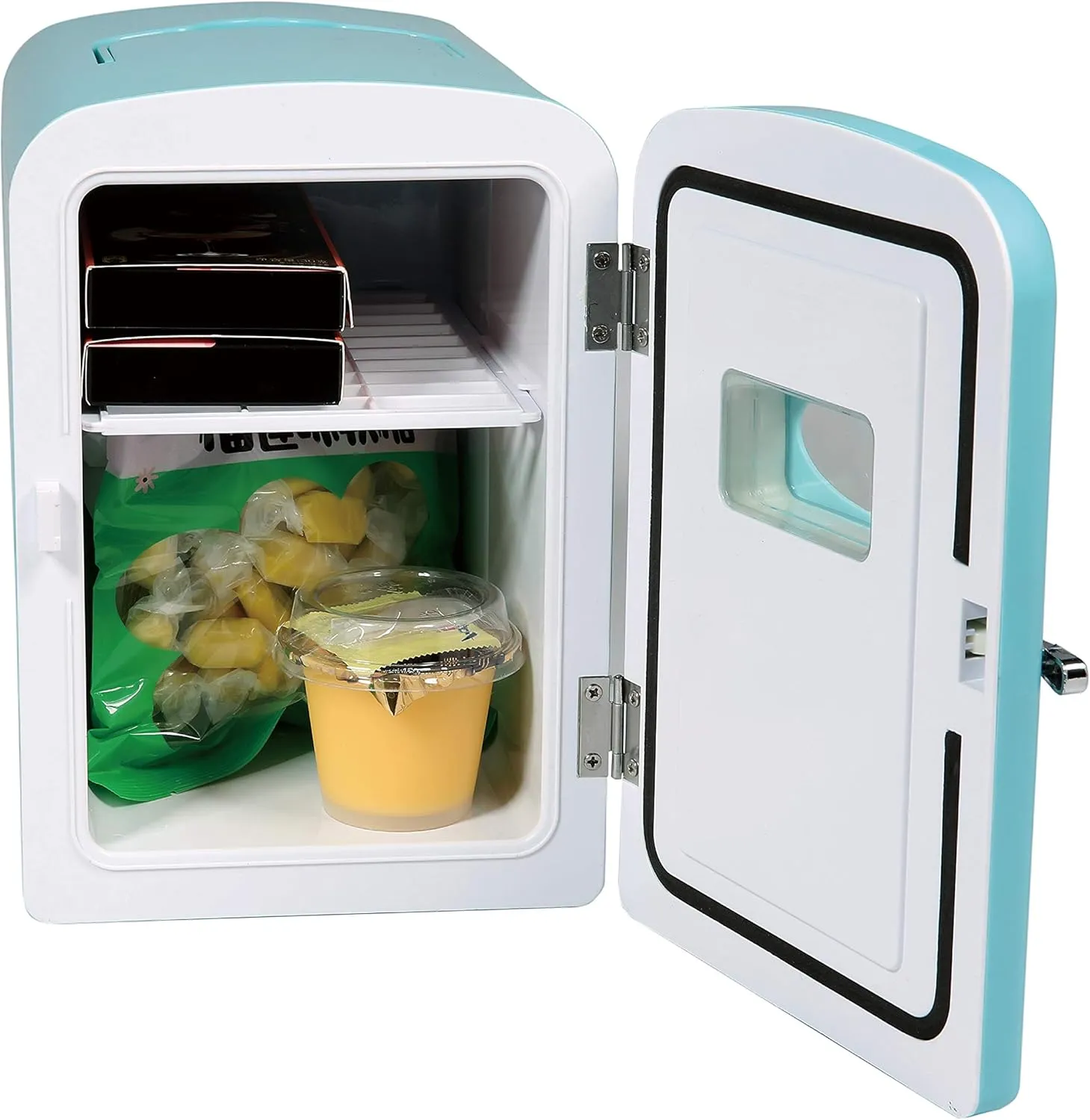 Frigidaire Retro Mini Personal Fridge Cooler, Holds up to 9 Cans, Portable for Car, Office, Bedroom, Dorm Room, or Cabin, Includes 110V AC and 12V DC cords - 11.8"D x 7.1"W x 10.1"H, Blue