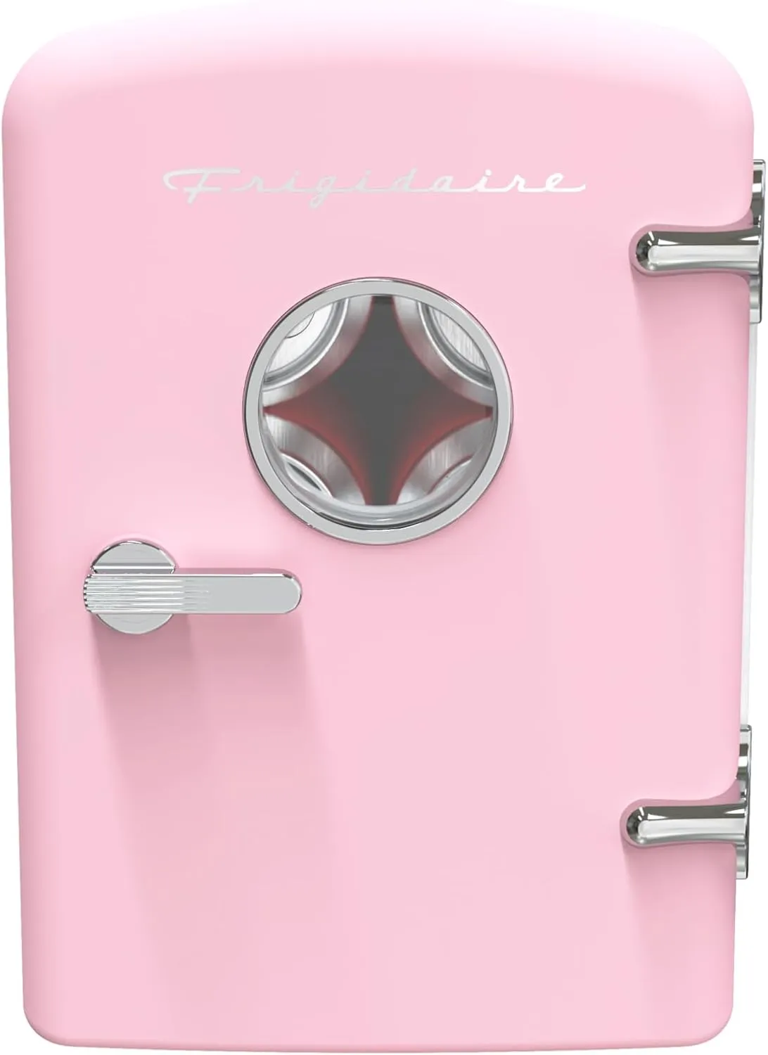 Frigidaire Retro Mini Personal Fridge Cooler, Holds up to 9 Cans, Portable for Car, Office, Bedroom, Dorm Room, or Cabin, Includes 110V AC and 12V DC cords - 11.8"D x 7.1"W x 10.1"H, Pink