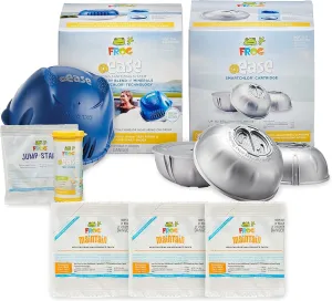 FROG @Ease Floating System for Hot Tubs with 3 Replacement @Ease SmartChlor Cartridges & 3 Pack of FROG Maintain - Hot Tub Maintenance System with Sanitizing Minerals & SmartChlor Technology