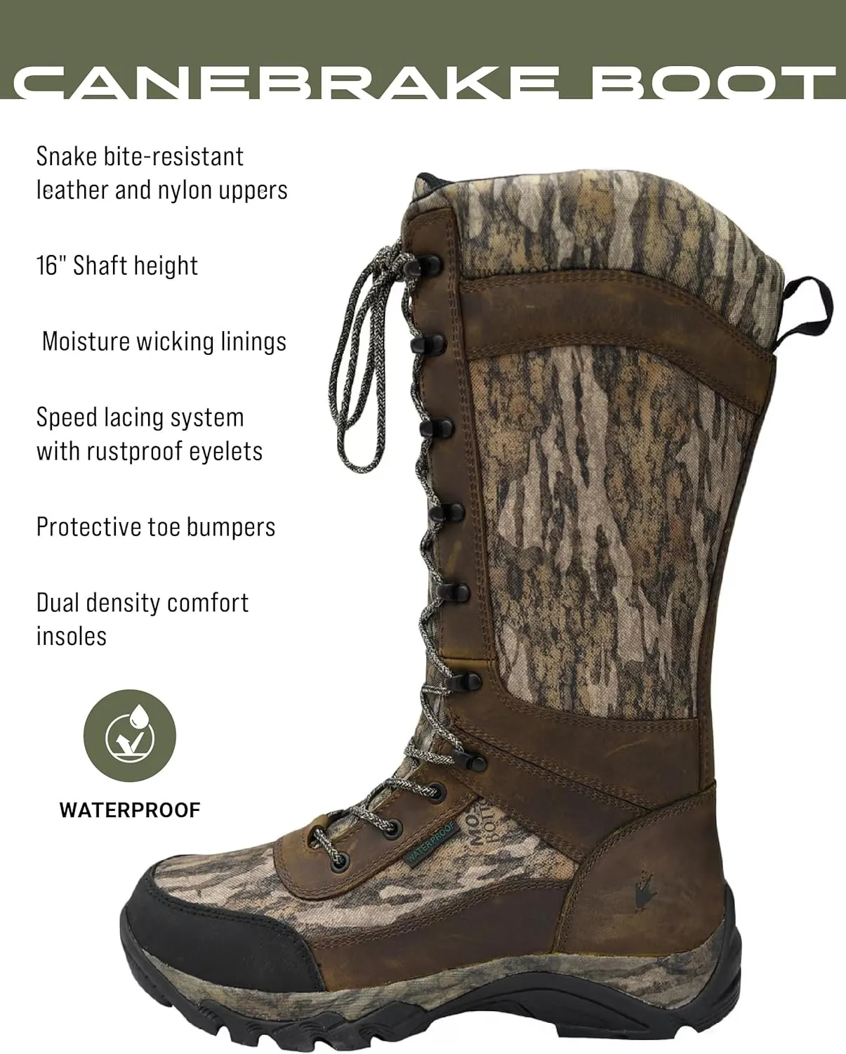 FROGG TOGGS Men's Canebrake 16” Waterproof Snake, Hunting Boots