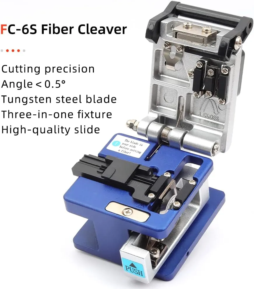 FTTH Fiber Optic Cold Connection Assembly Termination Tools Kit Bag with Cable Tester Stripper Tool Visual Fault Locator FC-6S Fiber Cleaver SC FC Connector Optical Power Meter FinderDust Free Paper