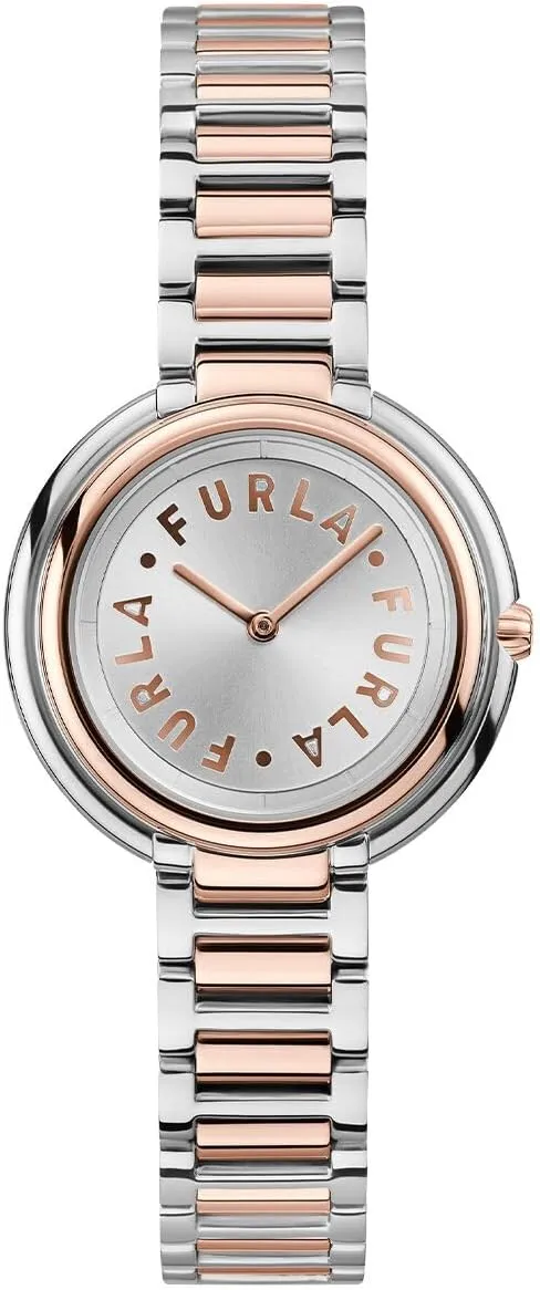 FURLA ICON Shape Silver & Rose Gold Stainless Steel Bracelet Watch (Model: WW00032002L5)