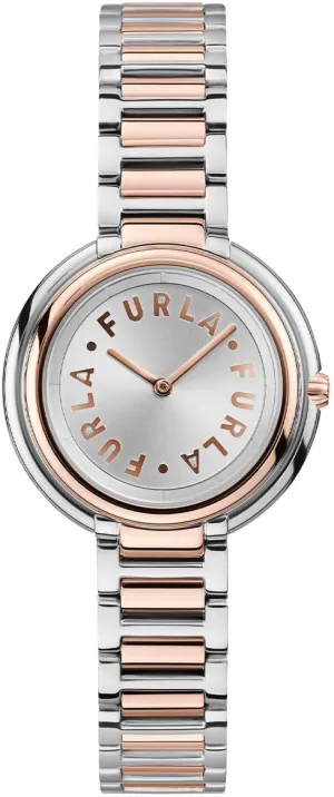 FURLA ICON Shape Silver & Rose Gold Stainless Steel Bracelet Watch (Model: WW00032002L5)