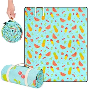 G GOOD GAIN Extra Large Picnic Blanket Waterproof Sandproof,Machine Washable Beach Blanket Size:79"X79"