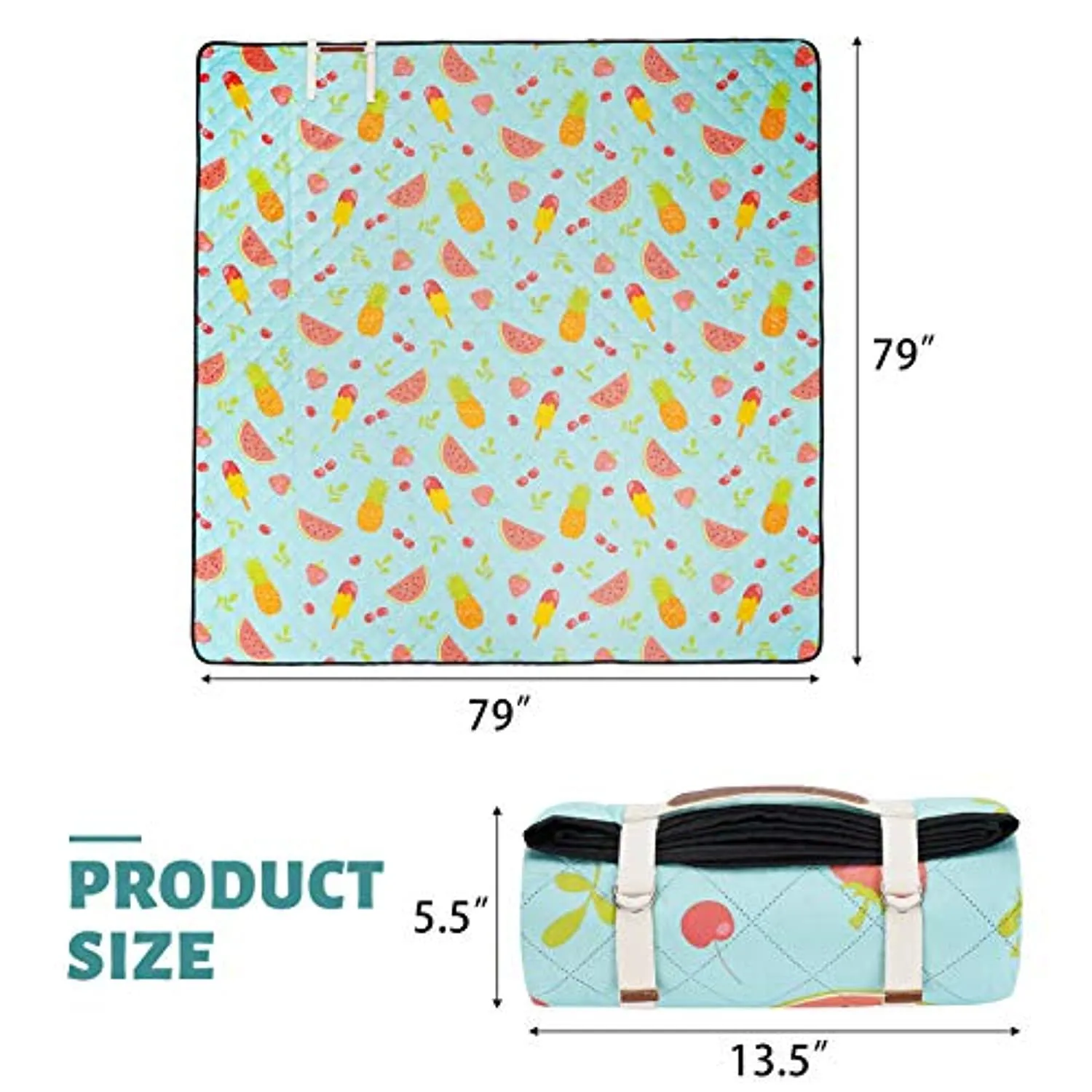 G GOOD GAIN Extra Large Picnic Blanket Waterproof Sandproof,Machine Washable Beach Blanket Size:79"X79"