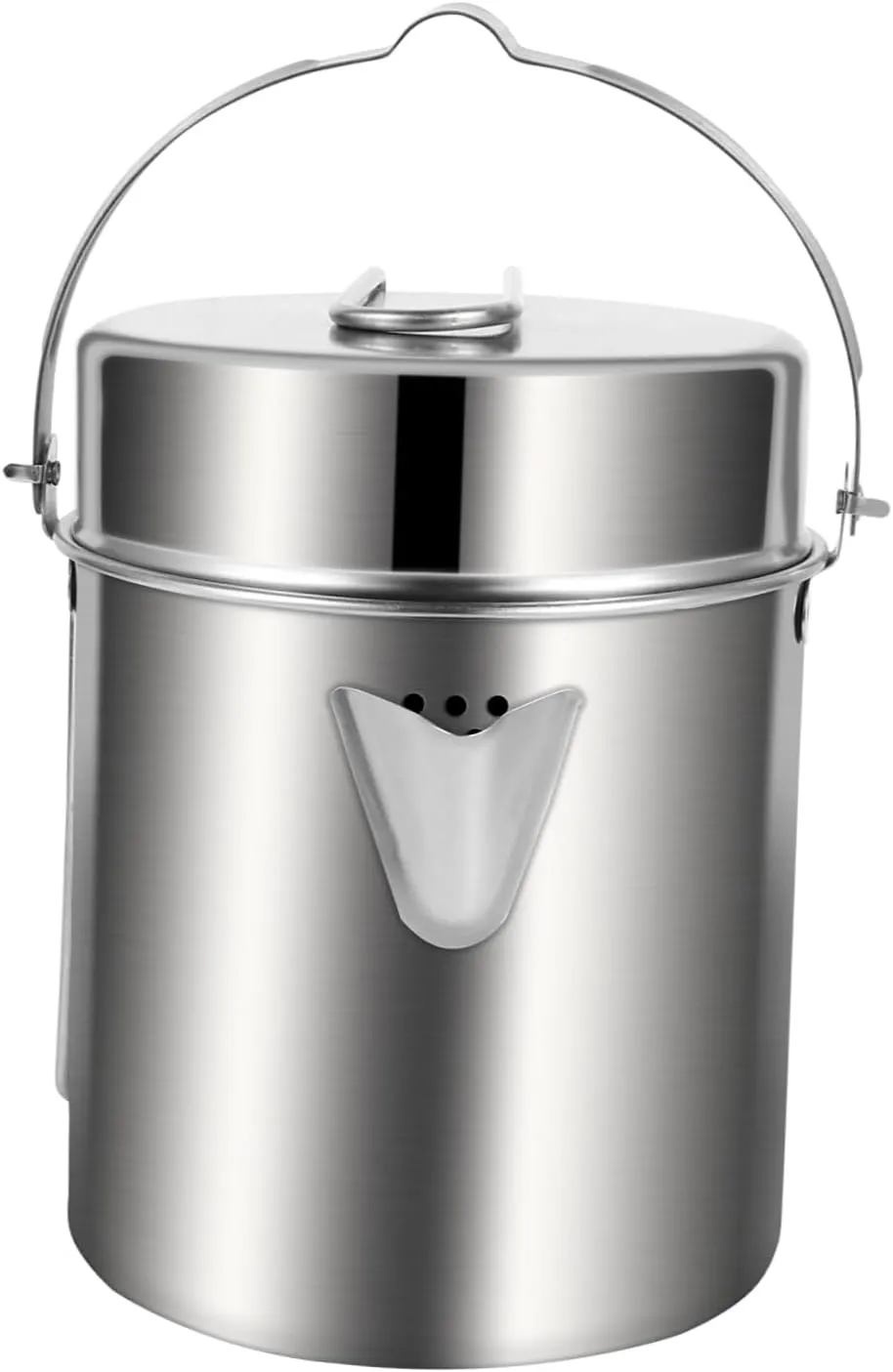 Garneck Foldable Handle Stainless Steel Pot Essential Camping and Hiking Cooking Tool