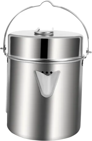 Garneck Foldable Handle Stainless Steel Pot Essential Camping and Hiking Cooking Tool