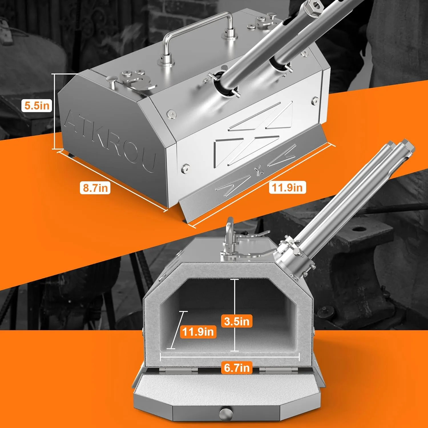 Gas Propane Forge 2600°F,Double Doors,Large Capacity,Portable Equipment,Knife Making(Stainless Steel) Blacksmithing Farrier tool,Gas Welding Kits, Forge Kit GY200