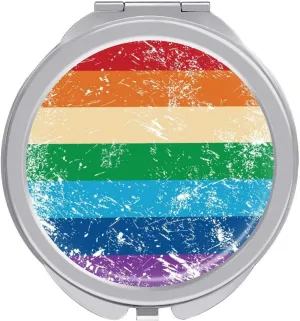 Gay Rights Flag Travel Makeup Mirror 2-Sided 1x 2X Magnification Portable Mini Mirror for Handbag Purse Pocket