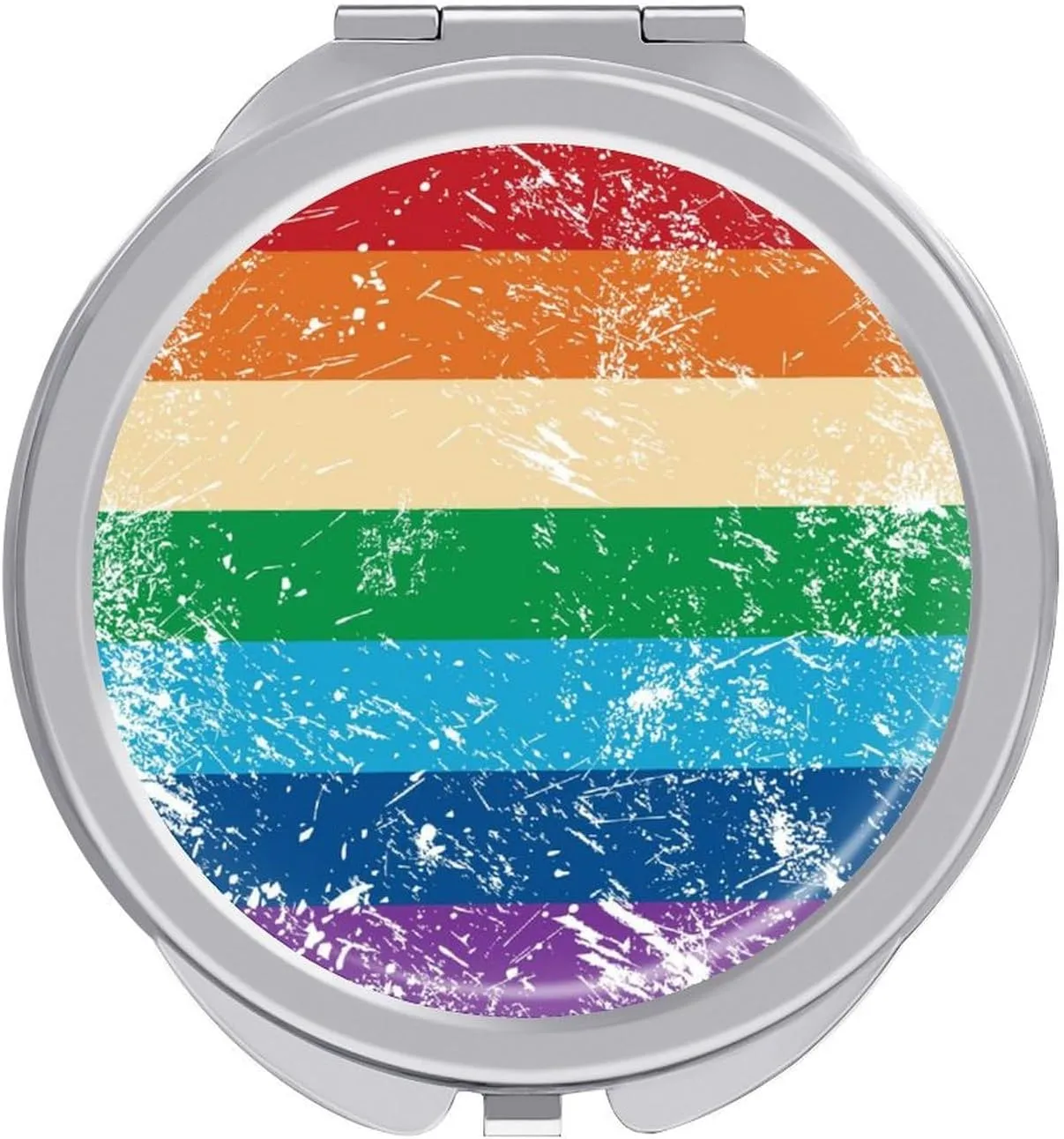 Gay Rights Flag Travel Makeup Mirror 2-Sided 1x 2X Magnification Portable Mini Mirror for Handbag Purse Pocket