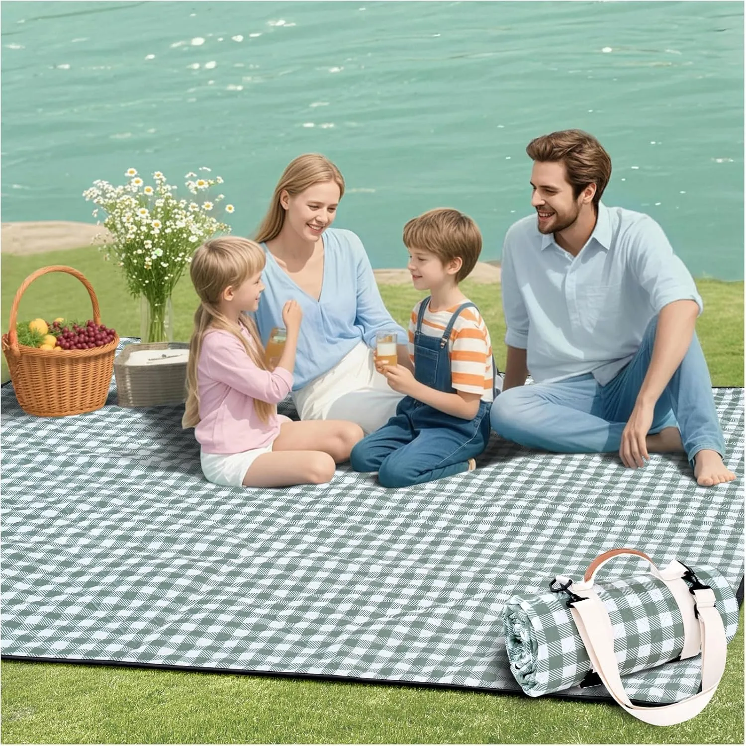Genovega Waterproof Picnic Blanket Beach Outdoor Camping Mat Extra Large Foldable Cute Big Travel Essential Accessories Gift Park Patio Lawn Garden Grass Ground PlayMusic Festival Concert Must Have