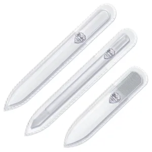 Genuine Czech Glass Nail File Set - Multi-Functional Shiner Buffer, Double Sided Different Grit Etched Surface, Manicure & Pedicure, Professional Nail Care Tool, EU Quality by GLADZY