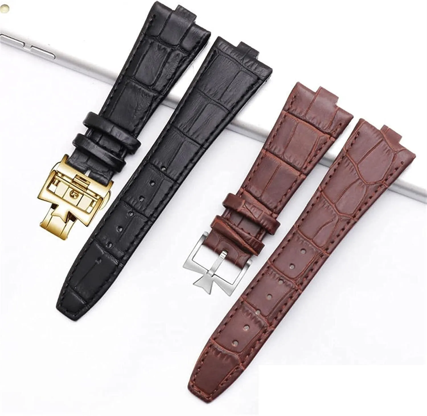 Genuine Leather Strap for Vacheron Constantin 4500V 5500V P47040 Overseas Series watch band with Stainless Steel Buckle