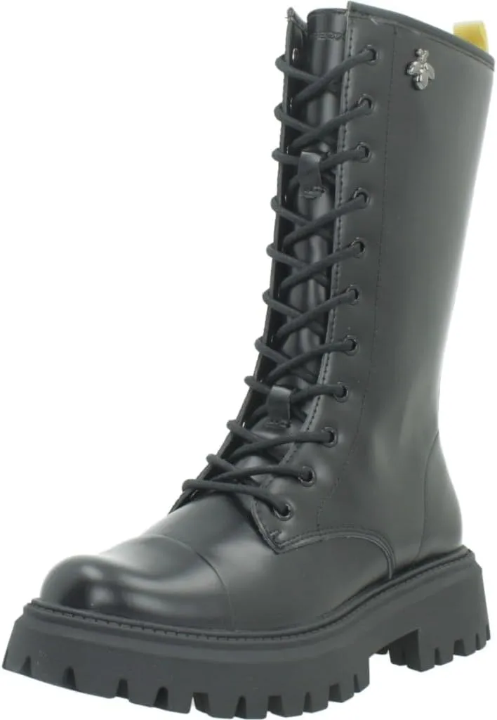 Geox Girl's Biker Mid Calf Boot, Black, 7.5 us