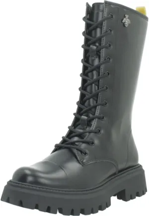 Geox Girl's Biker Mid Calf Boot, Black, 7.5 us