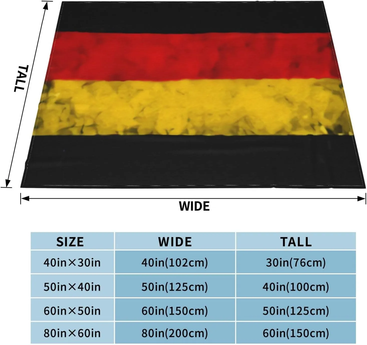 Germany 60"X50" Flannel Blanket - 100% Soft Polyester, Lightweight and Warm, Suitable for Families, Camping, Travel