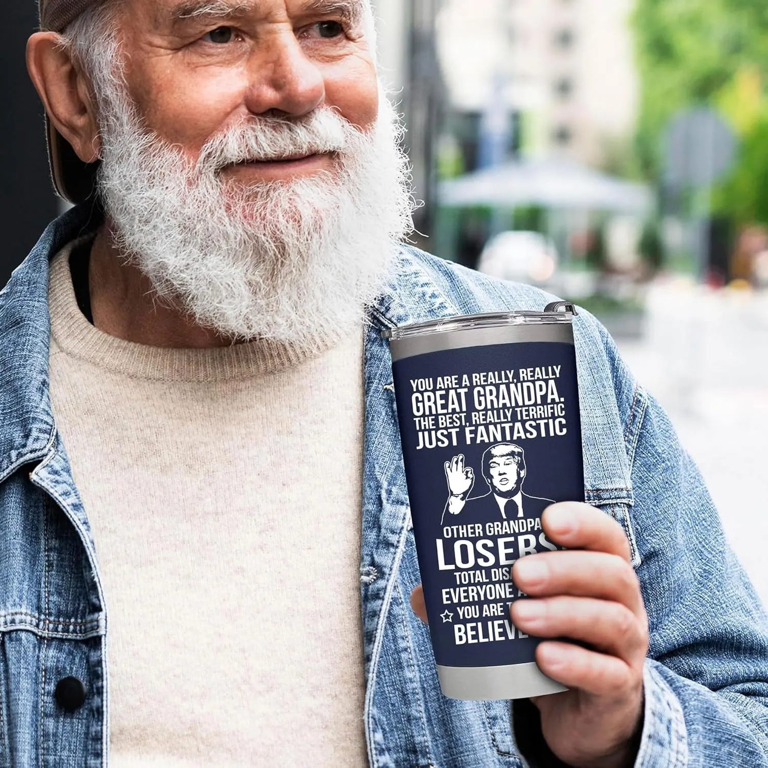 Gifts for Grandpa from Grandaughter, Grandson, Kids on Fathers Day, Christmas, Birthday - Present for Father - Grandpa Tumbler 20oz, Navy Insulated Stainless Steel, Perfect for Travel, Work, or Home