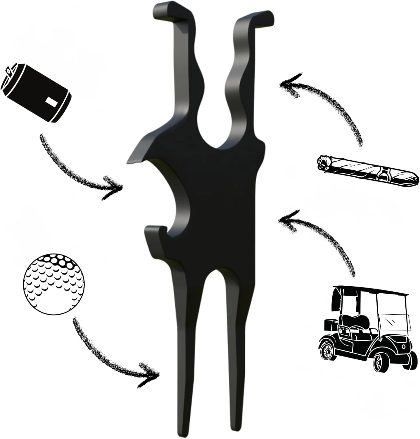 Gimme Golf Tool - Golf Multi-Tool, Magnetic Cigar Holder, Beer Shotgun and Divot Tool