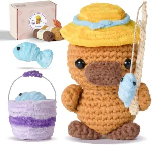 Gipony Crochet Kit for Beginners Animal,Crochet Animal Kits,Crocheting Kit for Starters,Learn to Crochet with Step-by-Step Video Tutorials,Beginner Crochet Kits for Adults(Platypus)