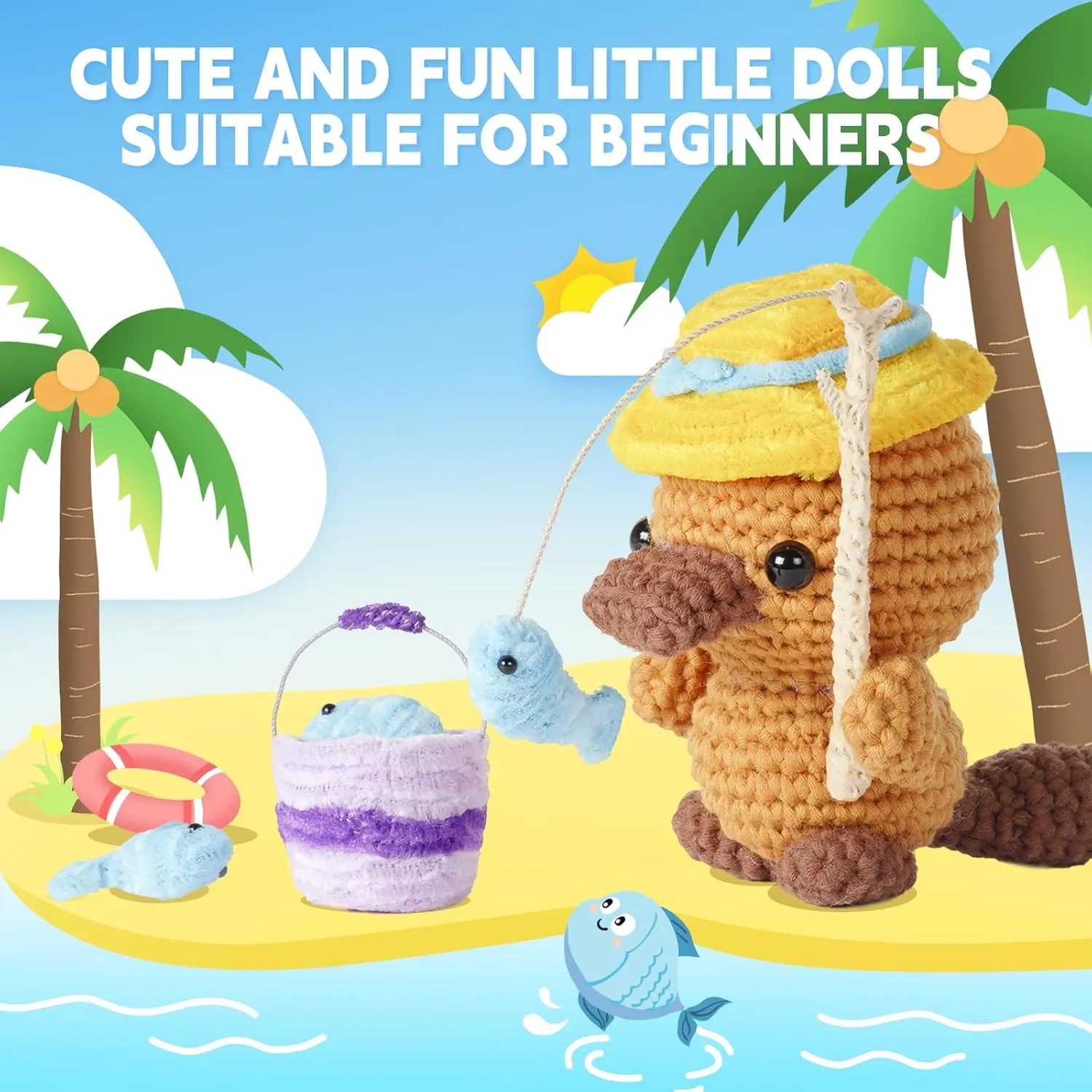 Gipony Crochet Kit for Beginners Animal,Crochet Animal Kits,Crocheting Kit for Starters,Learn to Crochet with Step-by-Step Video Tutorials,Beginner Crochet Kits for Adults(Platypus)