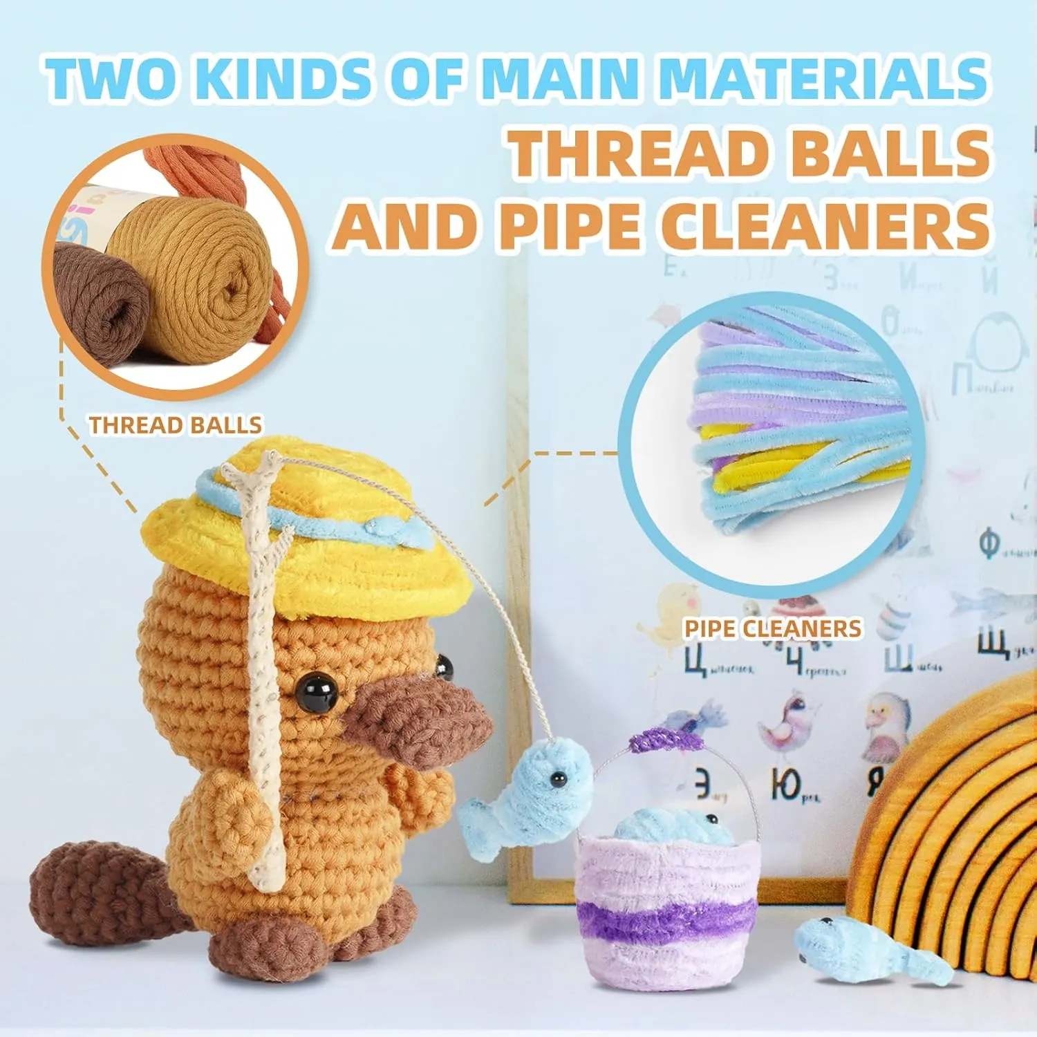 Gipony Crochet Kit for Beginners Animal,Crochet Animal Kits,Crocheting Kit for Starters,Learn to Crochet with Step-by-Step Video Tutorials,Beginner Crochet Kits for Adults(Platypus)