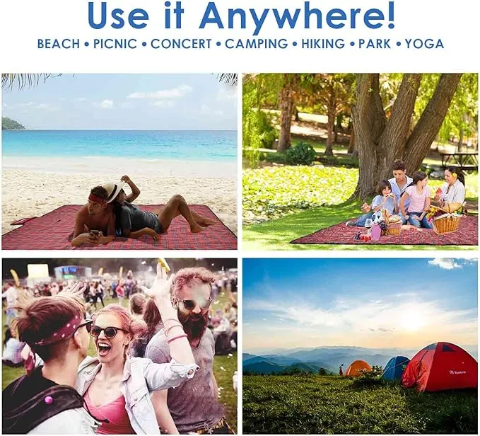 GIVERARE Picnic Beach Blanket, 99x60in XL Sandfree Waterproof Outdoor Camping Blankets, Quick Drying Family Mat, Portable Extra Large Mats for Travel, Hiking, Music Festival, Lawn