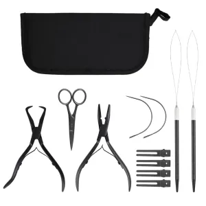 GlamorDove Hair Extension Tool Kit Stainless Steel Pliers Microlink Tool Set Opener Pliers Oxford Cloth Bag Hair Loop Tool Weft Extensions Hairdressing Styling Salon Accessories