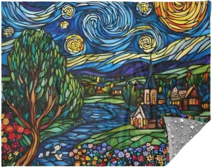Glass Design Starry Blue Blanket Travel, Warm Winter Blanket, Insulated Blankets for Outside, Throws for Women