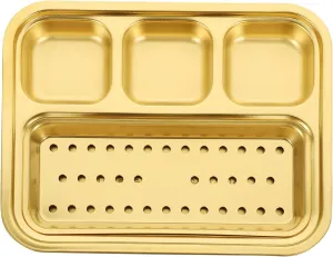 GLEAVI 1 Set Divided Sauce Dish Stainless Steel Barbecue Plate with Compartments for Sauces Snacks and Appetizers for Camping Picnics and Indoor Outdoor Use
