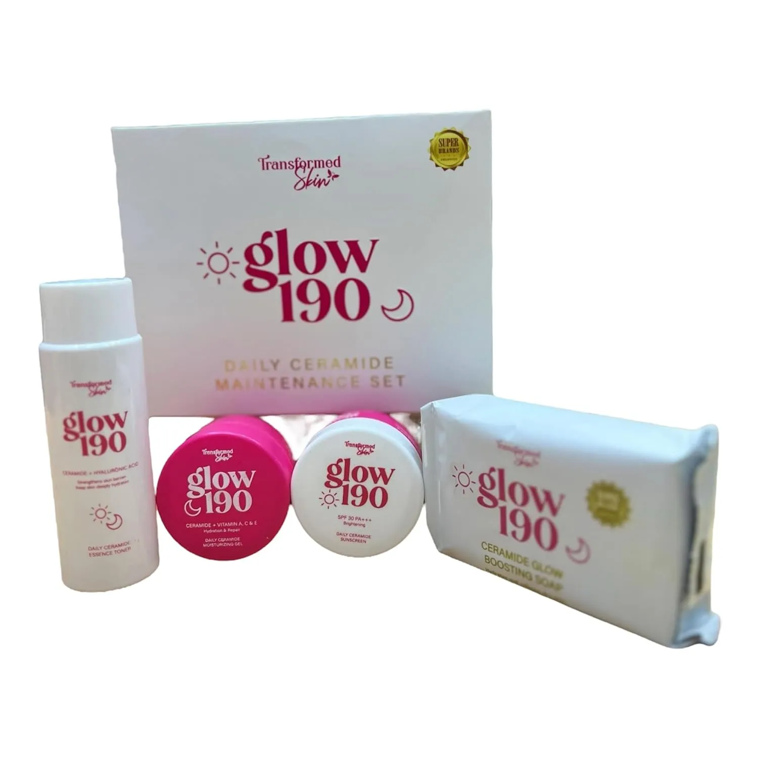 Glow 190 Daily Ceramide Maintenance Set, Facial Skincare Kit with Toner and Cream