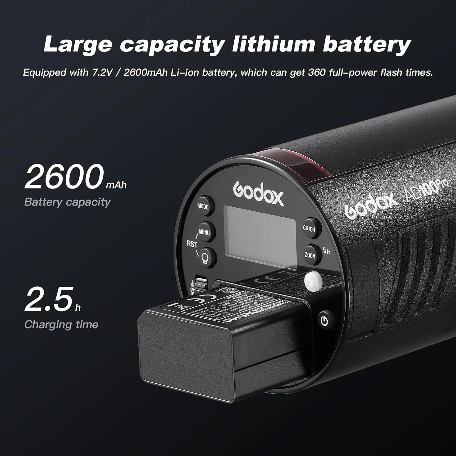 Godox AD100 Pro with AKR1 kit for Photography AD100pro Strobe Flash Light Portable 100Ws 2600mAh Battery 2.4G Wilreless X System 1/8000 HSS 0.01-1.5s Recycling 360 Full Power Flashes