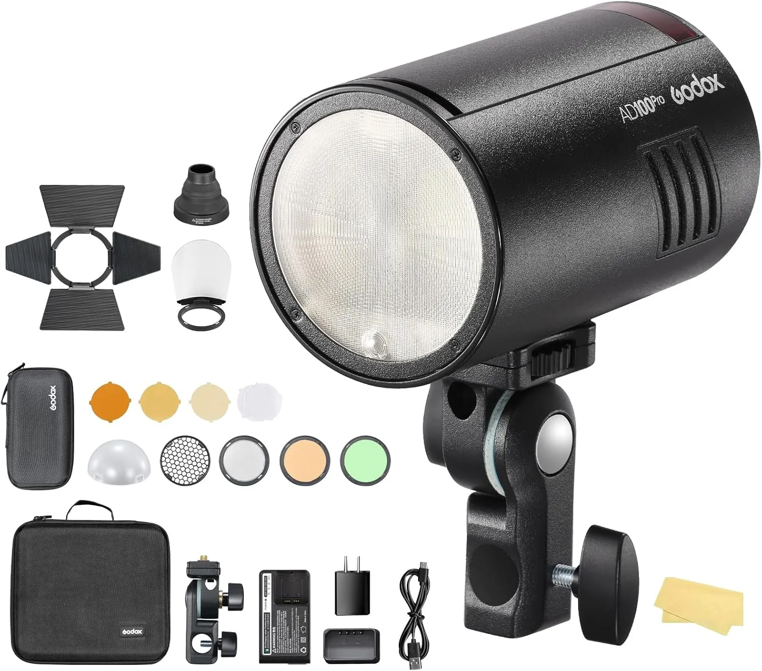 Godox AD100 Pro with AKR1 kit for Photography AD100pro Strobe Flash Light Portable 100Ws 2600mAh Battery 2.4G Wilreless X System 1/8000 HSS 0.01-1.5s Recycling 360 Full Power Flashes