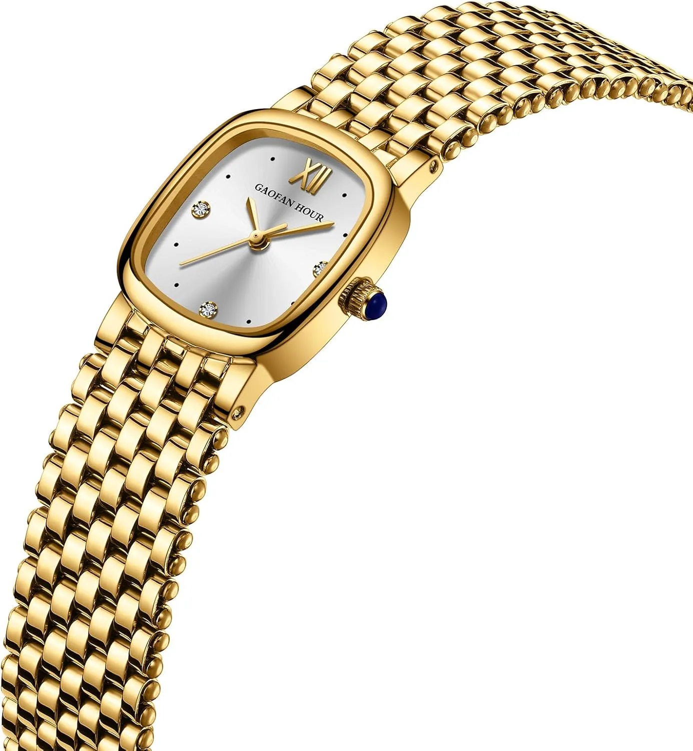 Gold Watches for Women Vintage Rectangle Small Ladies Watch with Stainless Steel Band,Water Resistant.Includes Strap Adjustment Tool