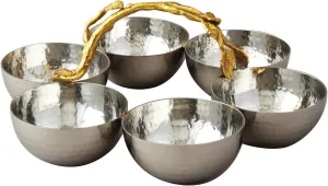 Golden Vine 6 Bowl Server, 8.75", Silver/Gold