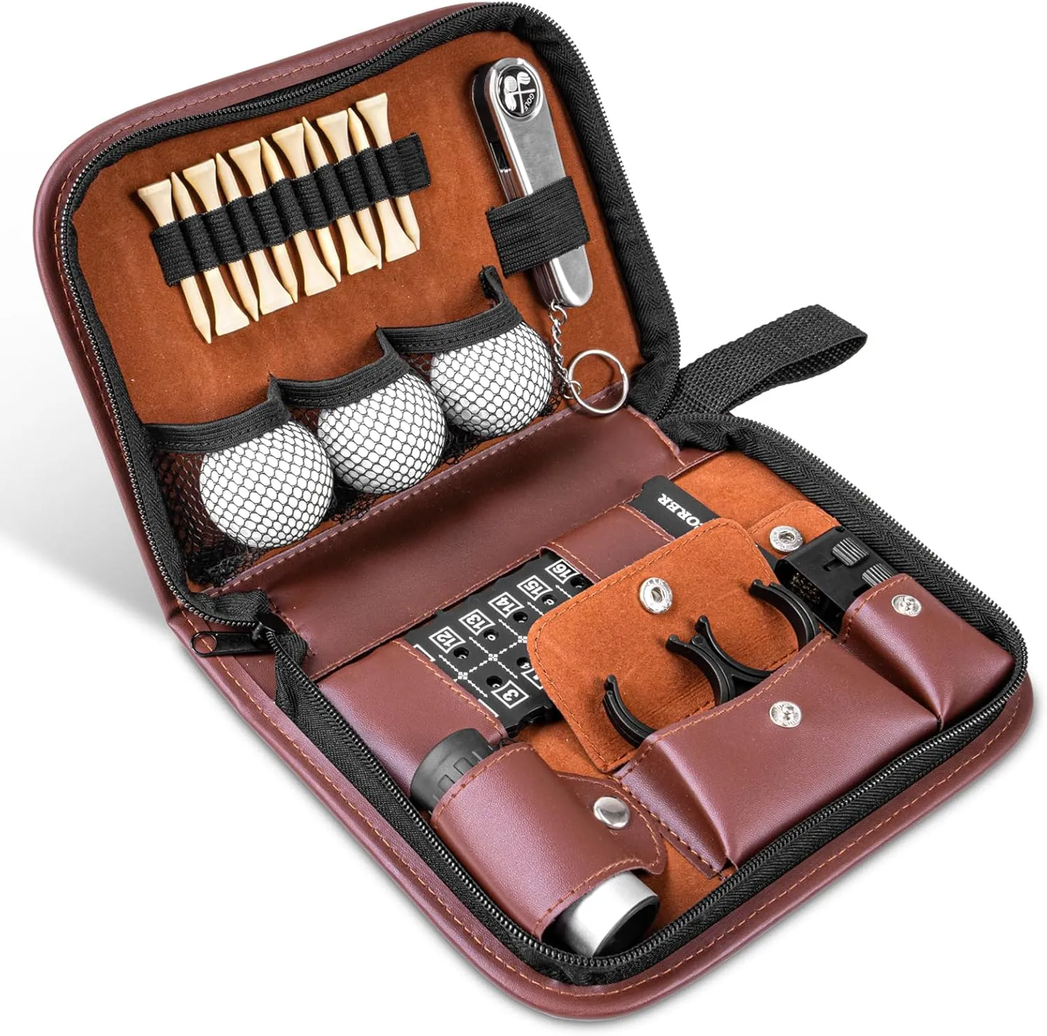 Golf Gifts for Men and Women, Golfing Accessories Kit with Multifunctional Divot Tools, Golf Tees, Golf Balls and Holder, Rangefinder, Brush, Scorer, for Golfer