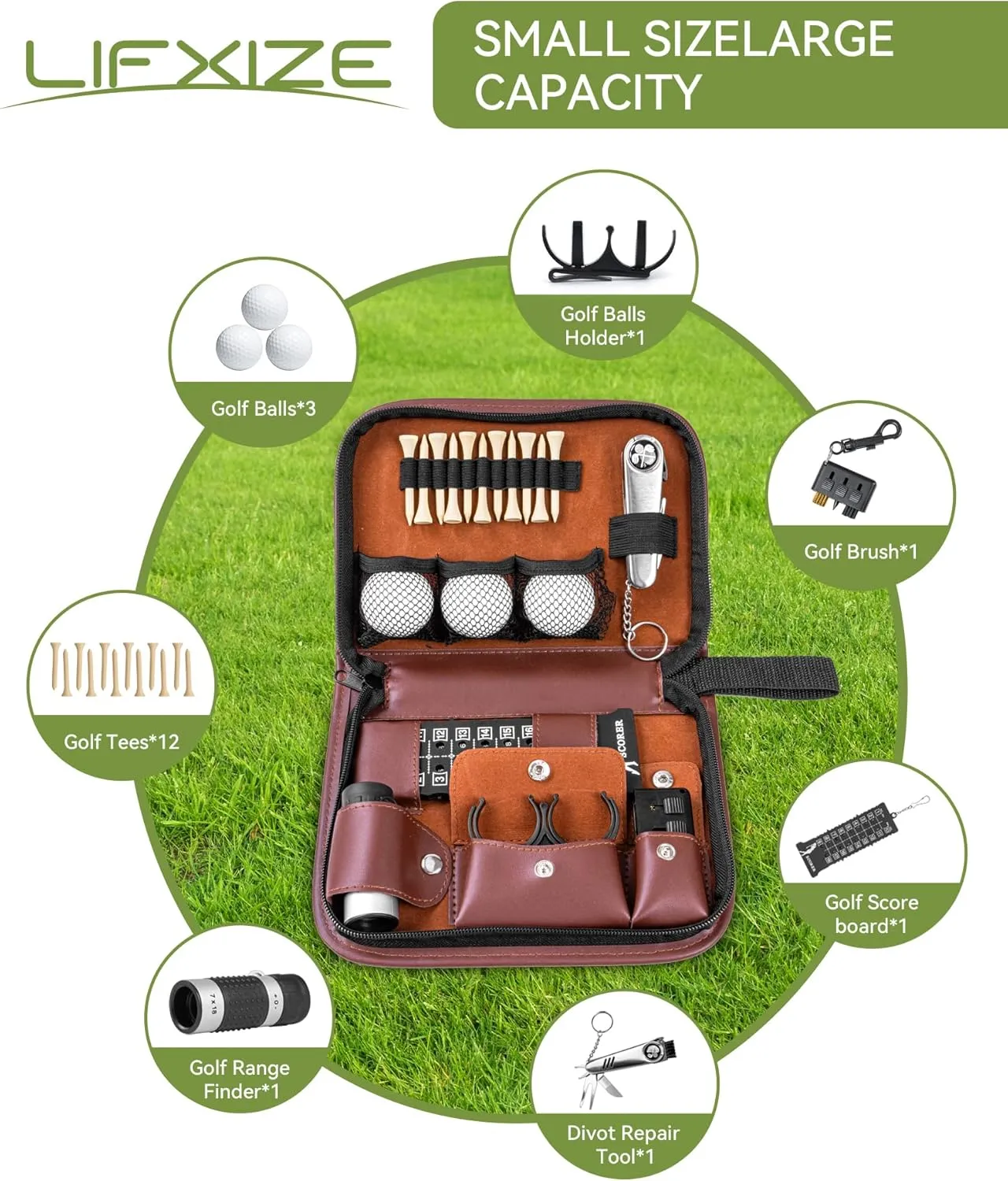 Golf Gifts for Men and Women, Golfing Accessories Kit with Multifunctional Divot Tools, Golf Tees, Golf Balls and Holder, Rangefinder, Brush, Scorer, for Golfer