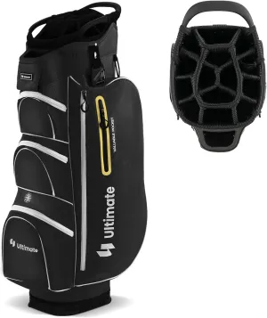 Goplus Golf Cart Bag with 15-Way Top Dividers, Golf Club Bag with 7 Zippered Pockets, Cooler Bag, Rain Hood, Umbrella Holder, Shoulder Strap, Lightweight Golf Bag for Men Women