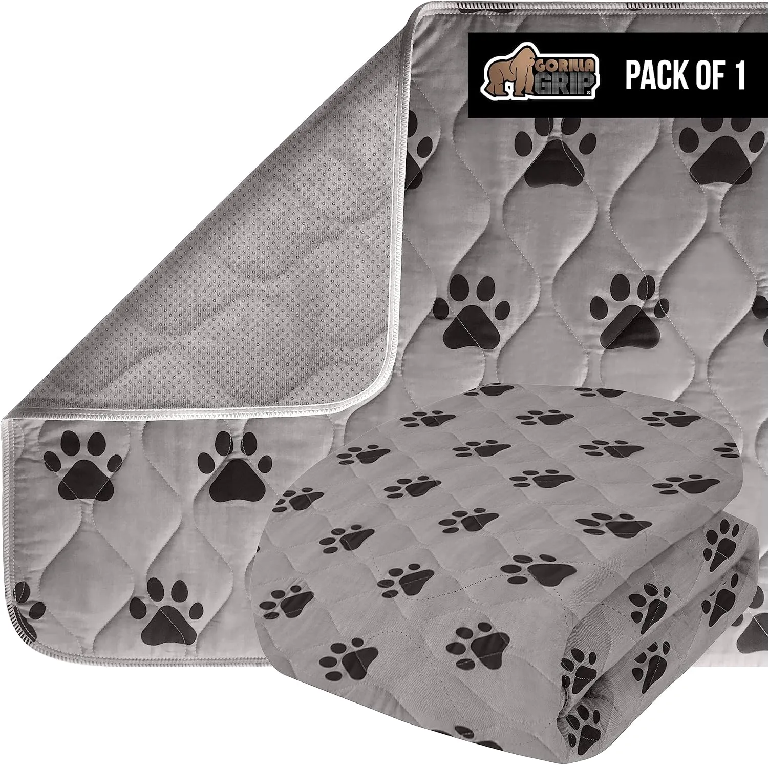 GORILLA GRIP Washable Puppy Pads, 40x26, Slip Resistant Dog Crate Mat, Waterproof Cloth Pee Pad for Training Puppies in Playpen, Reusable Pet Incontinence Blanket, Protects Sofa, Furniture, Floors