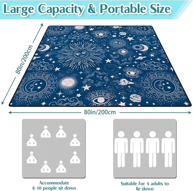 Goth Sun and Moon Picnic Blanket Waterproof Foldable Extra Large Picnic Mat Beach Blanket 80"x80" for Camping Beach Hiking Patio Party Decor Gifts