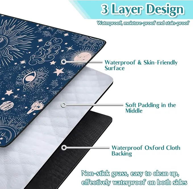 Goth Sun and Moon Picnic Blanket Waterproof Foldable Extra Large Picnic Mat Beach Blanket 80"x80" for Camping Beach Hiking Patio Party Decor Gifts