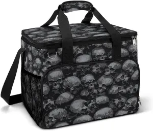 Gothic Skulls Art Cooler Bag, Collapsible Soft Sided Cooler, Large Leakproof Camping Cooler, Portable Travel Cooler for Camping, Road Trips