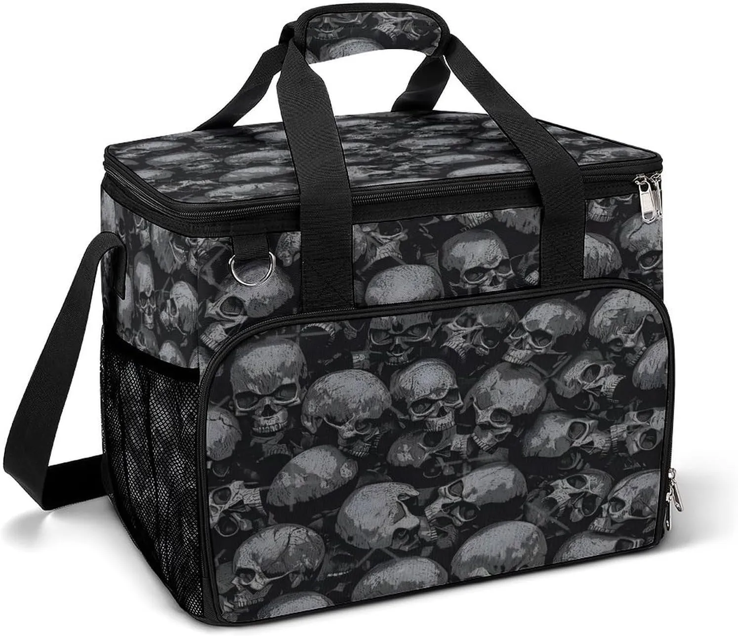 Gothic Skulls Art Cooler Bag, Collapsible Soft Sided Cooler, Large Leakproof Camping Cooler, Portable Travel Cooler for Camping, Road Trips
