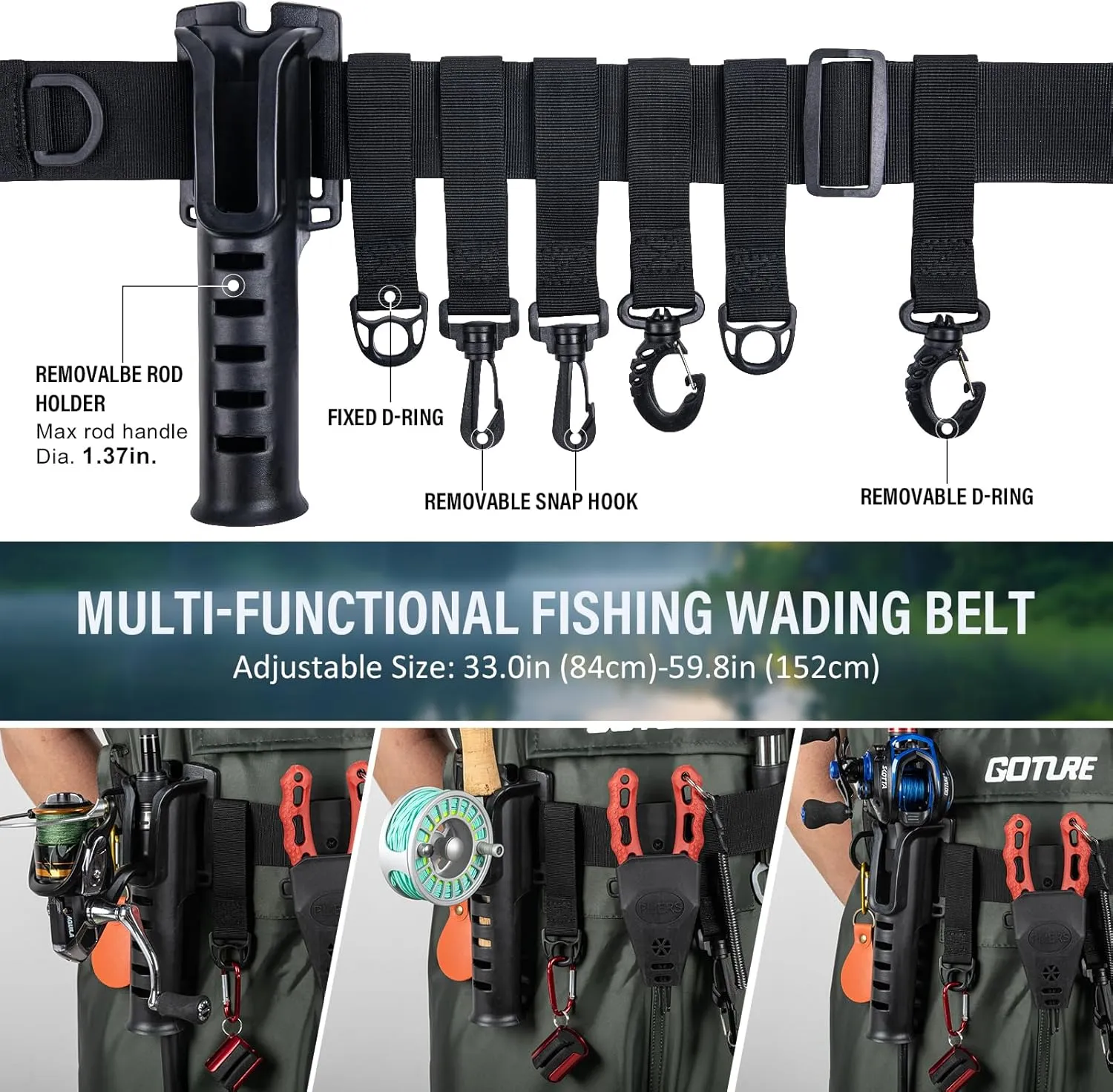 Goture Breathable Fishing Wader, 2-Ply Nylon/PVC Hunting Waders with Boot Hanger, Waterproof Chest Waders for Men Women M08/W10