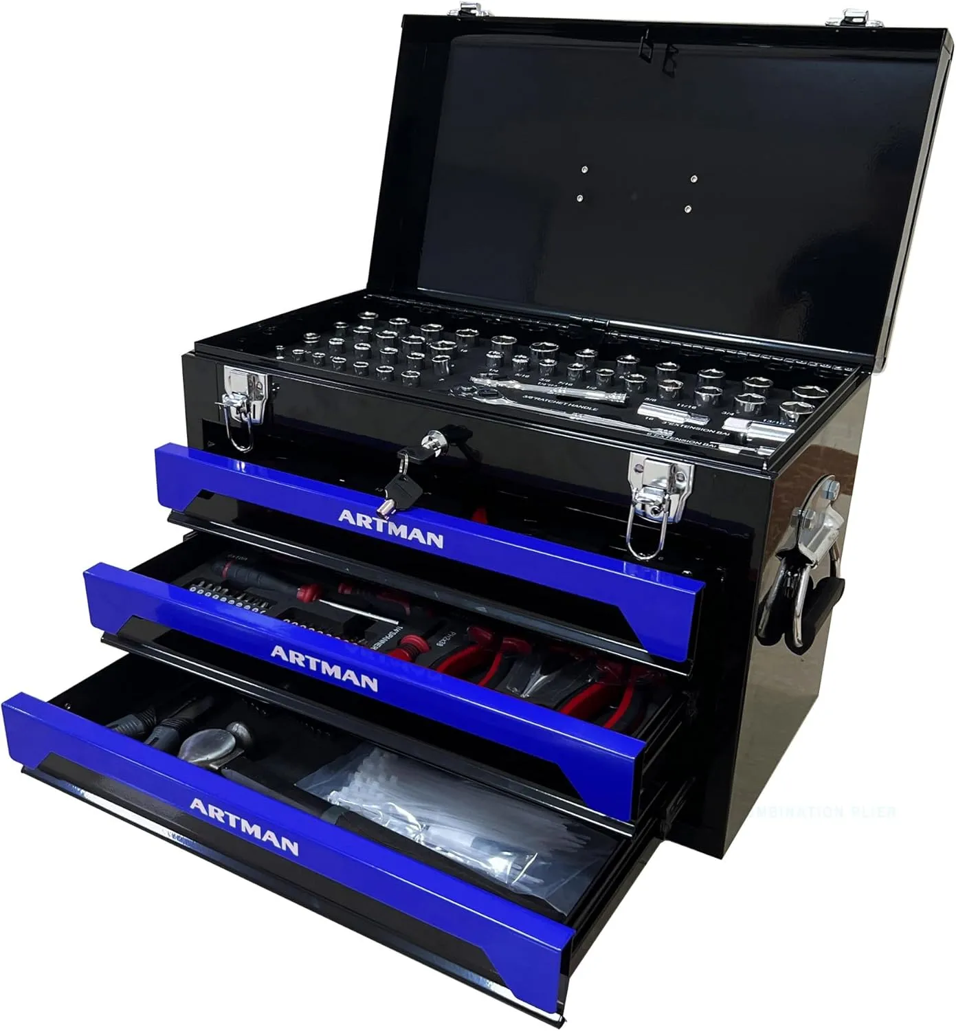 GOWE 3 Drawers Tool Box with Tool Set