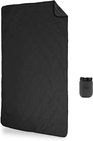 Gravel UltraPak™Packable Outdoor Puffy Camping Blanket - Nylon 20D Fabric, Lightweight, Hands-Free Snap, Easy Clean, Ideal Waterproof Outdoor Blanket for Camping & Hiking - Black