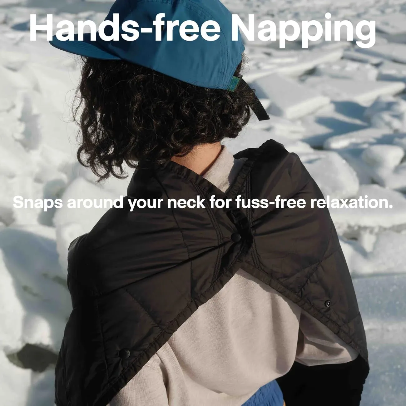 Gravel UltraPak™Packable Outdoor Puffy Camping Blanket - Nylon 20D Fabric, Lightweight, Hands-Free Snap, Easy Clean, Ideal Waterproof Outdoor Blanket for Camping & Hiking - Black